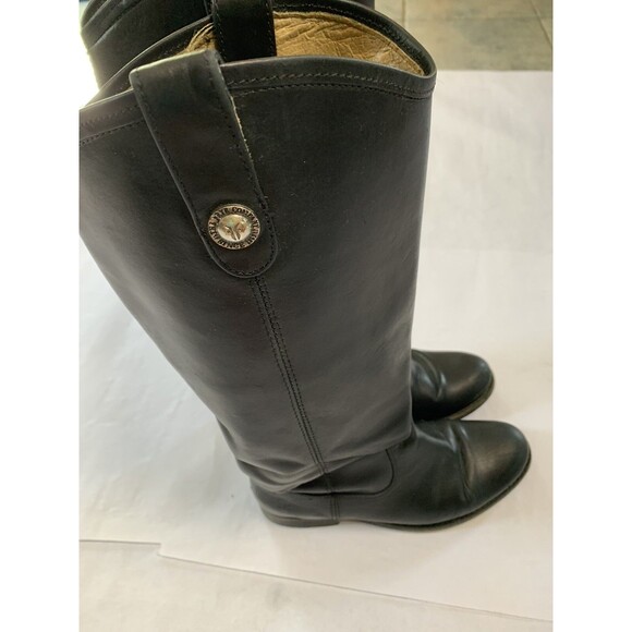 FRYE Melissa Button Black Leather Extended Calf Boots Size 5.5 - Picture 3 of 15